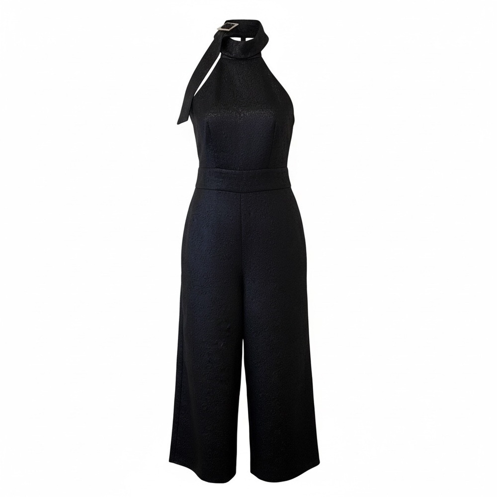 ASOS black metallic high neck halter jumpsuit, size 4